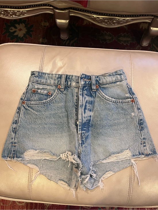 Zara Pants - Zara Light Blue Distressed High-Rise Denim Shorts